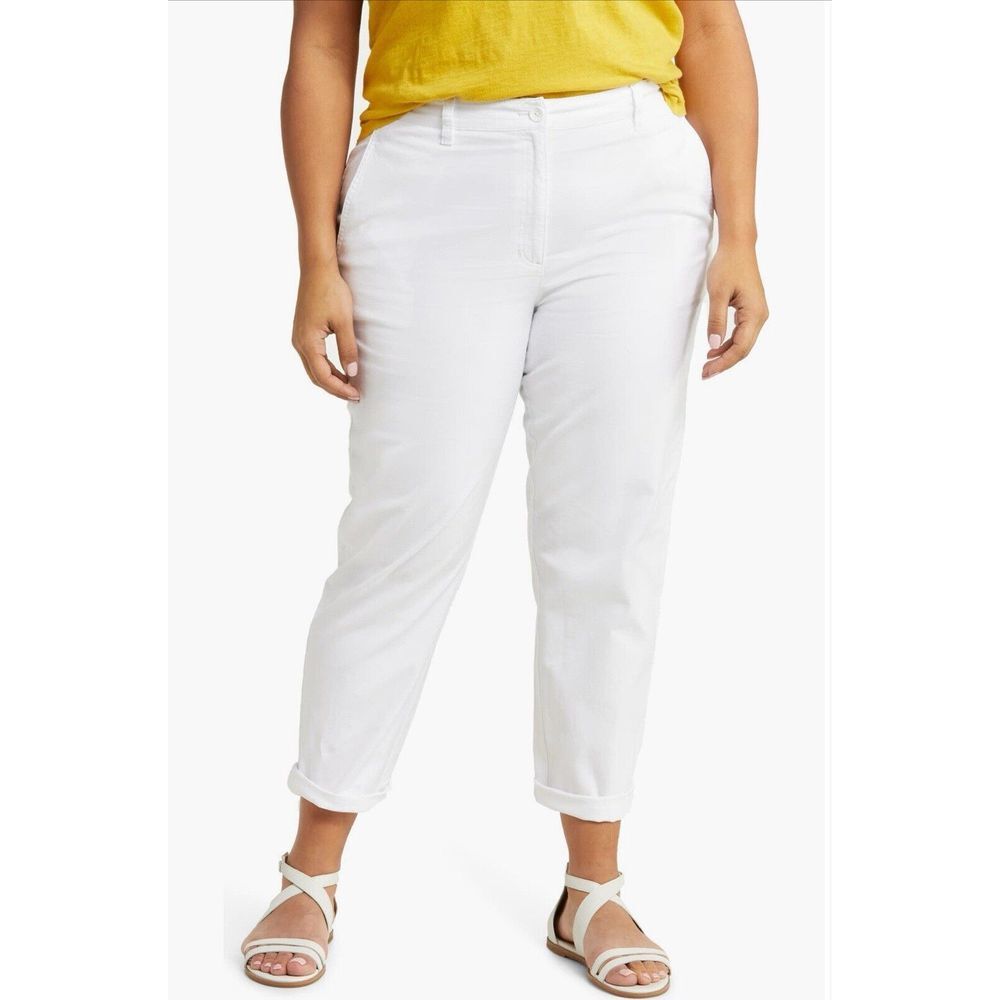 Eileen Fisher Organic Cotton Blend Tapered Ankle Pants White Size 12